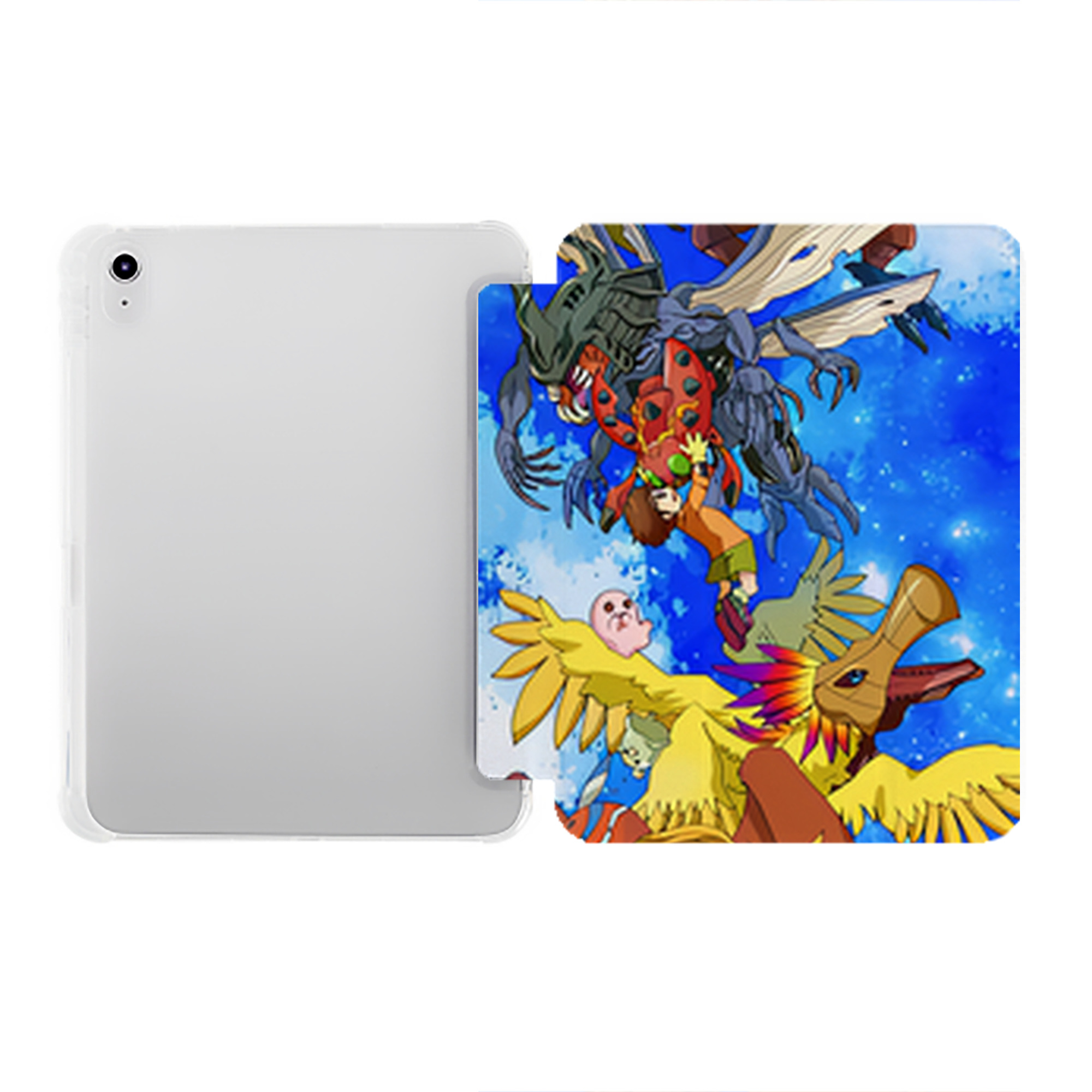 （画像用） Digimon デジタルモンスター/デジモン IPad ケース ペン収納付き 三つ折りスタンド PUレザー×シリコン 対応機種9.5/10.5/10.9インチ